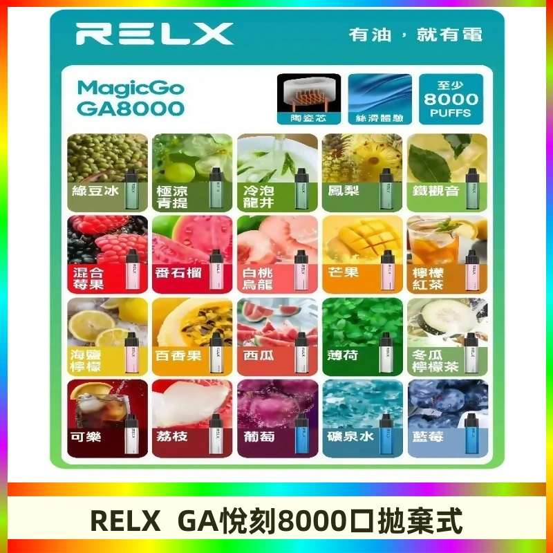 悅刻RELXGA8000拋棄式電子煙 8000口免充電一次性#台灣現貨#